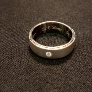 Silver finger band with diamond 0.06 CT