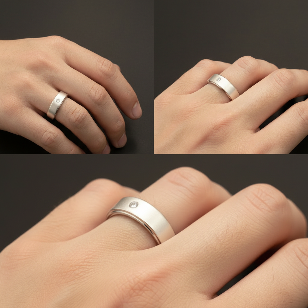 Silver finger band with diamond 0.06 CT - Image 4