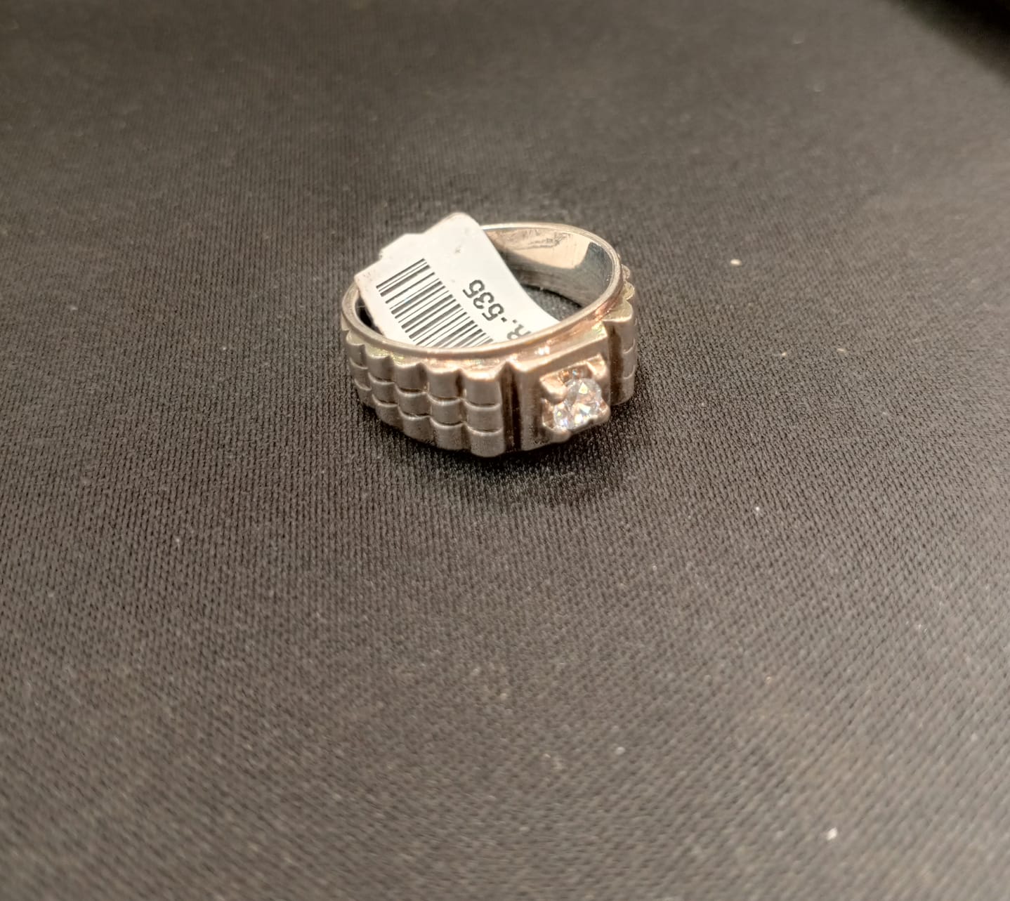 single stone zircon palladium men's ring